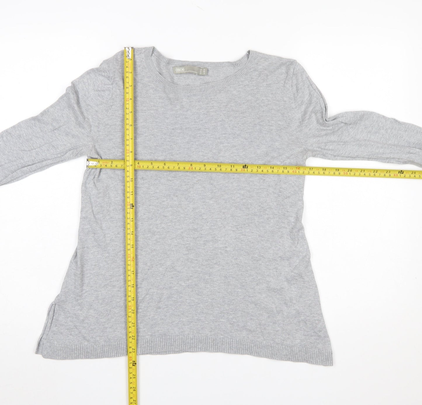 ASOS Women Grey Pullover Jumper UK 10 Long Sleeve Star Detail
