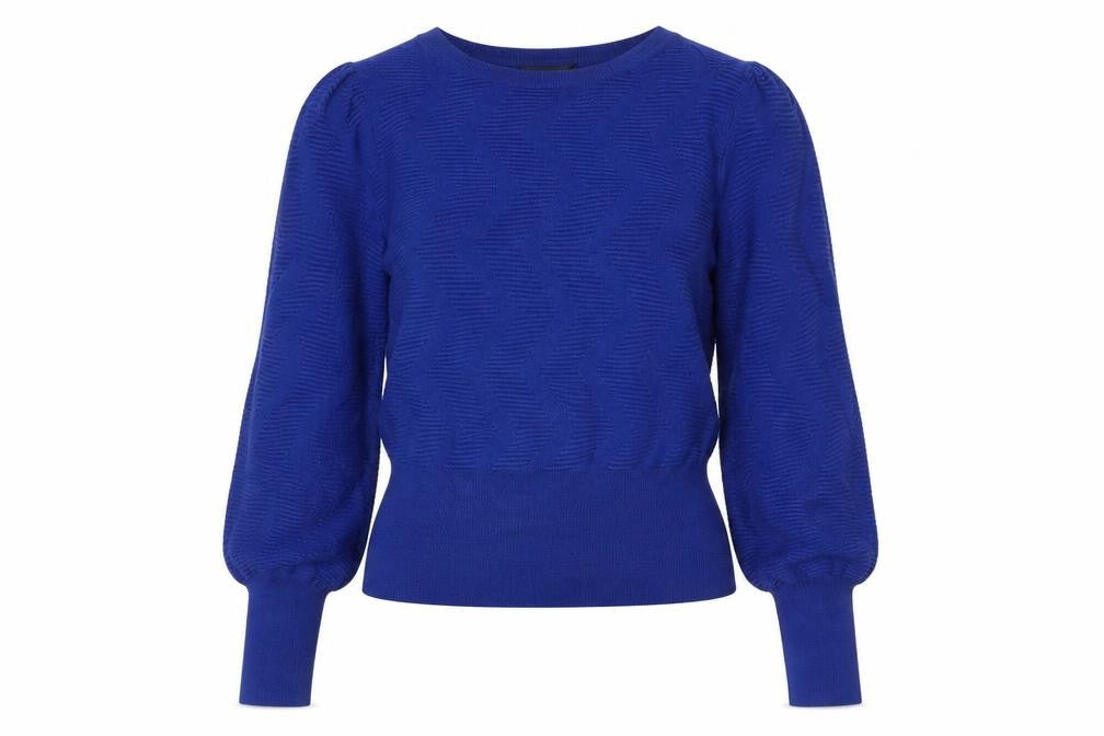 Marks and Spencer Women's Blue Puff Sleeve Knit Jumper M