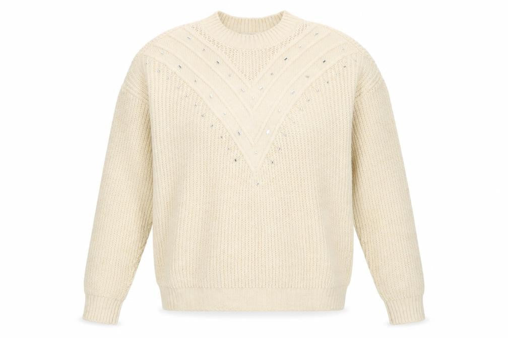 Next Women Ivory Rhinestone Knit Chunky Pullover Jumper Size M
