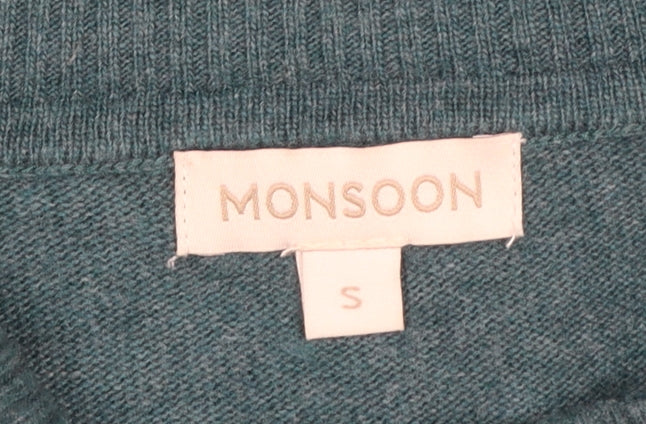 Monsoon Women’s Green Cowl Neck Wool Blend Long Sleeve Jumper Size S
