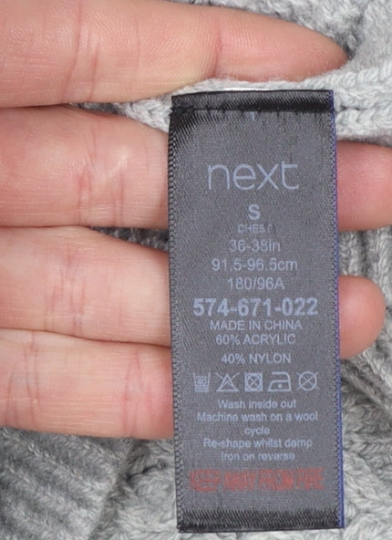 Next Men’s Grey Cable Knit Crew Neck Jumper Size S