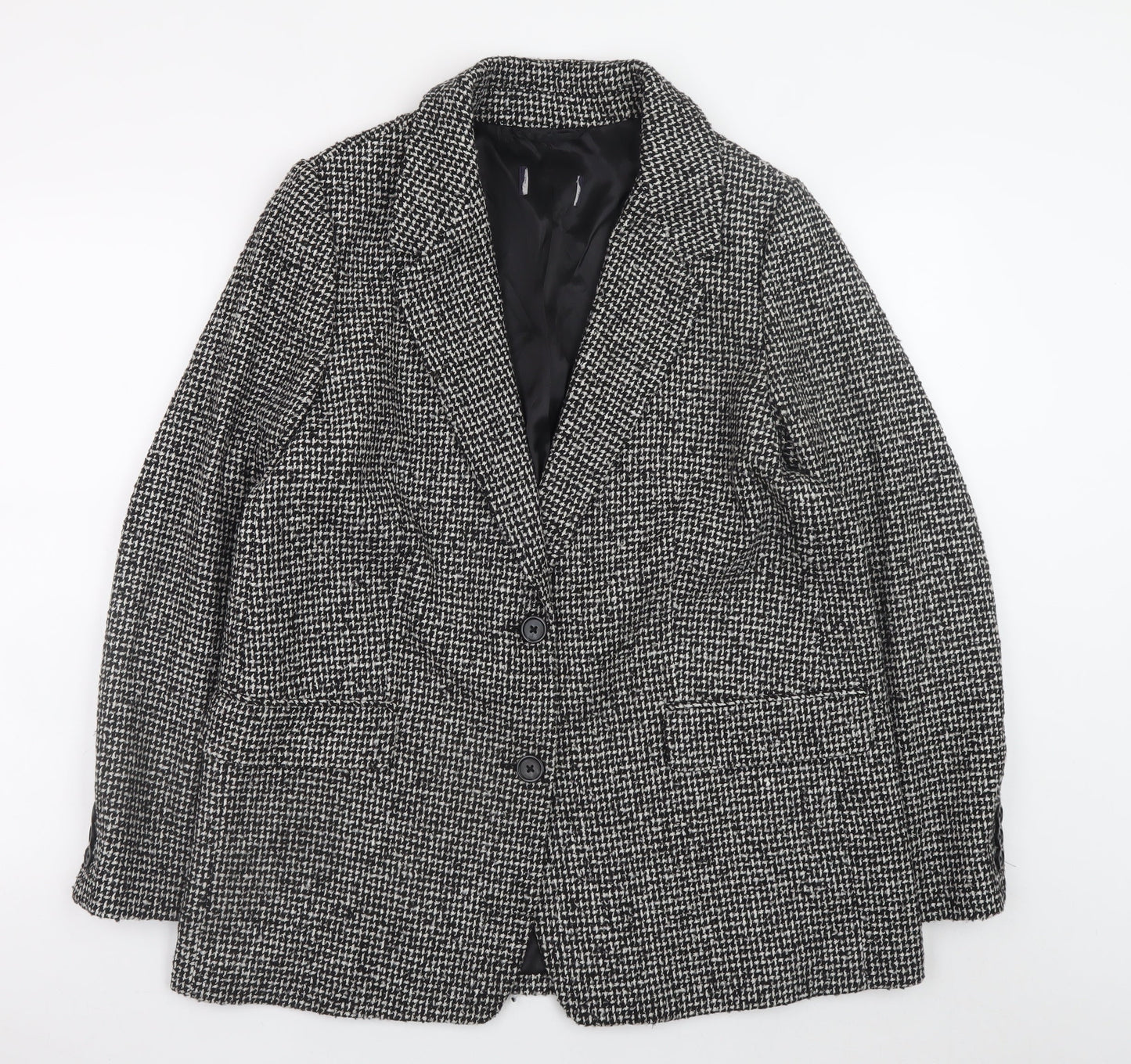 Marks and Spencer Women's Black Herringbone Blazer Jacket Size 14