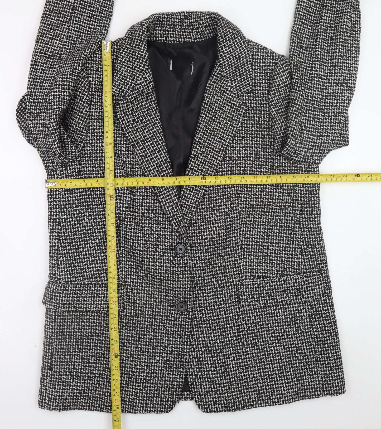 Marks and Spencer Women's Black Herringbone Blazer Jacket Size 14