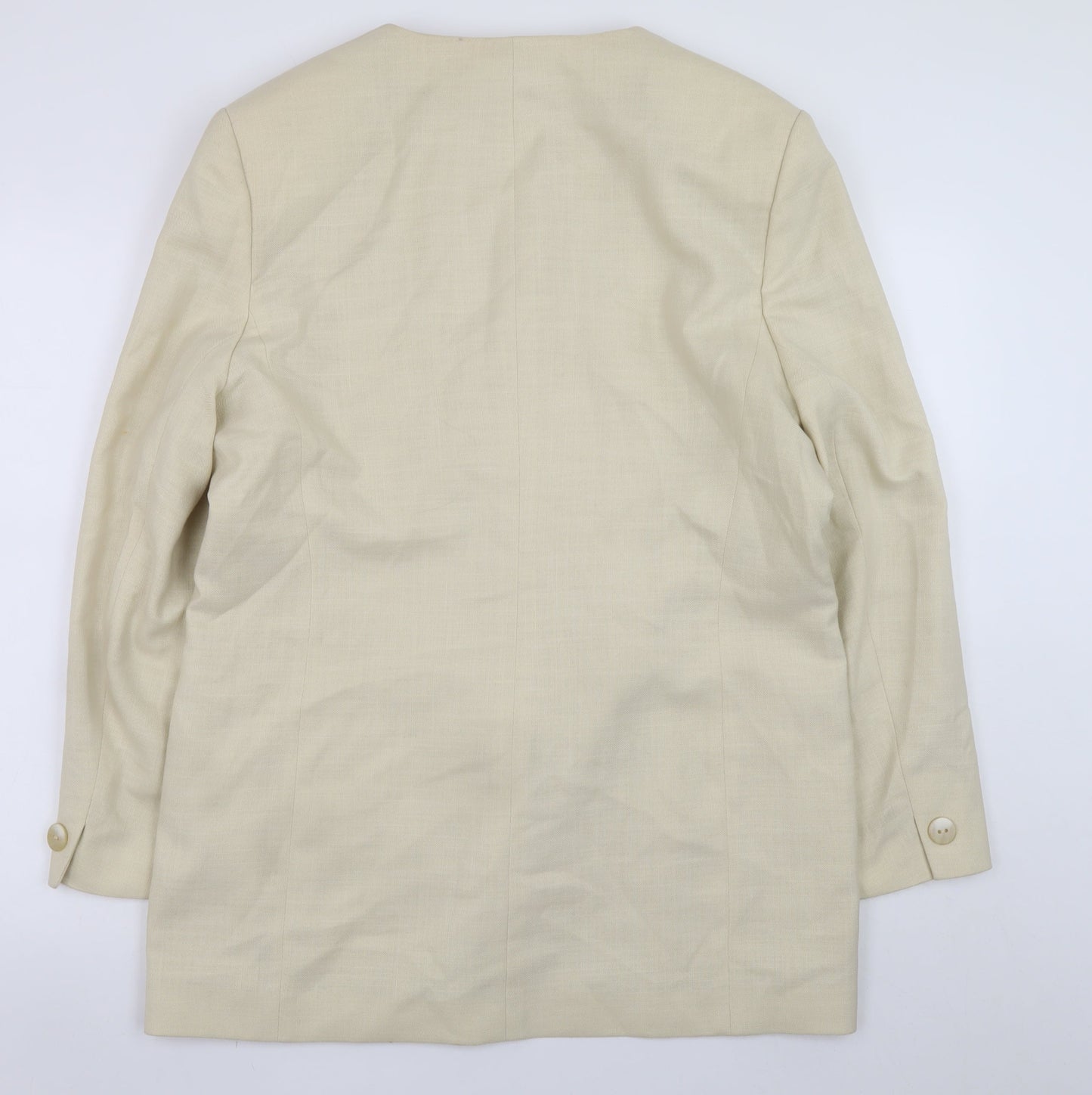 Viyella Women Beige Classic Blazer UK 16 Polyester Modal V-Neck
