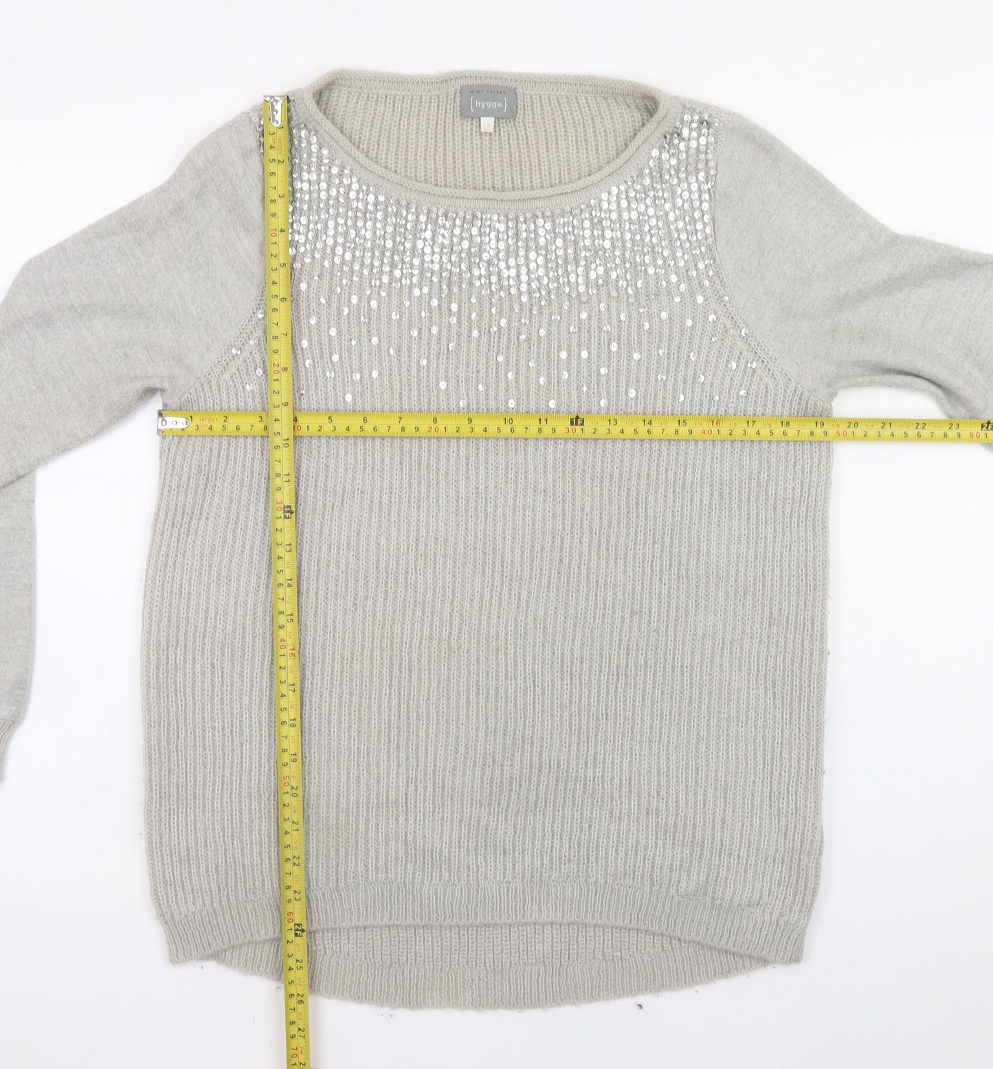 Mint Velvet Women’s Grey Sequin Knit Jumper Size 12