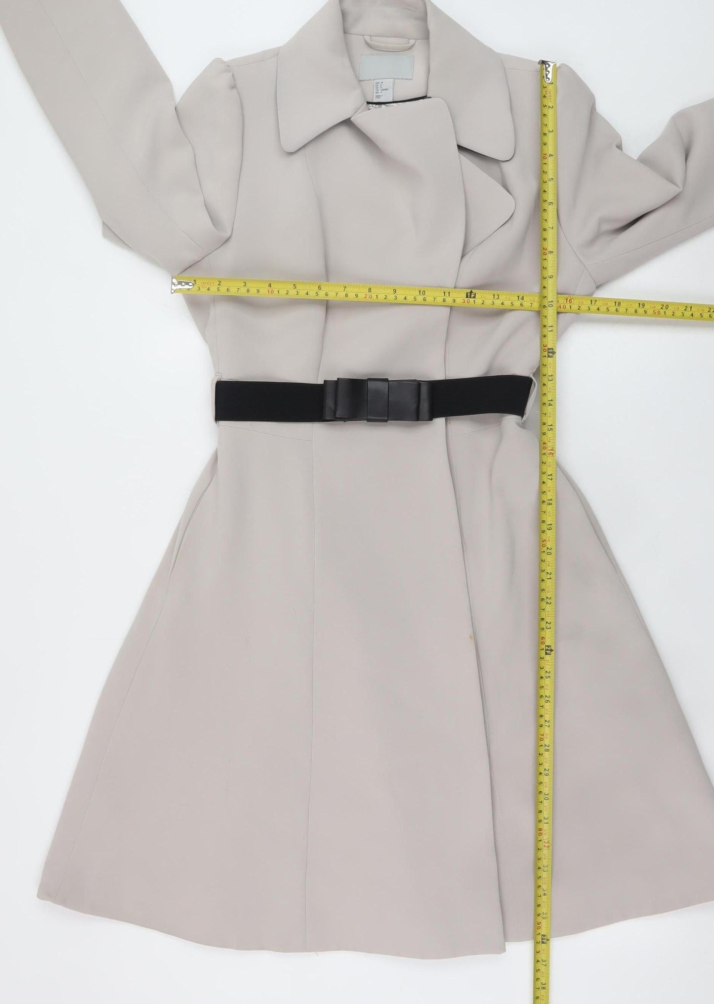 H&M Womens Beige Long Belted Trench Coat Size 10