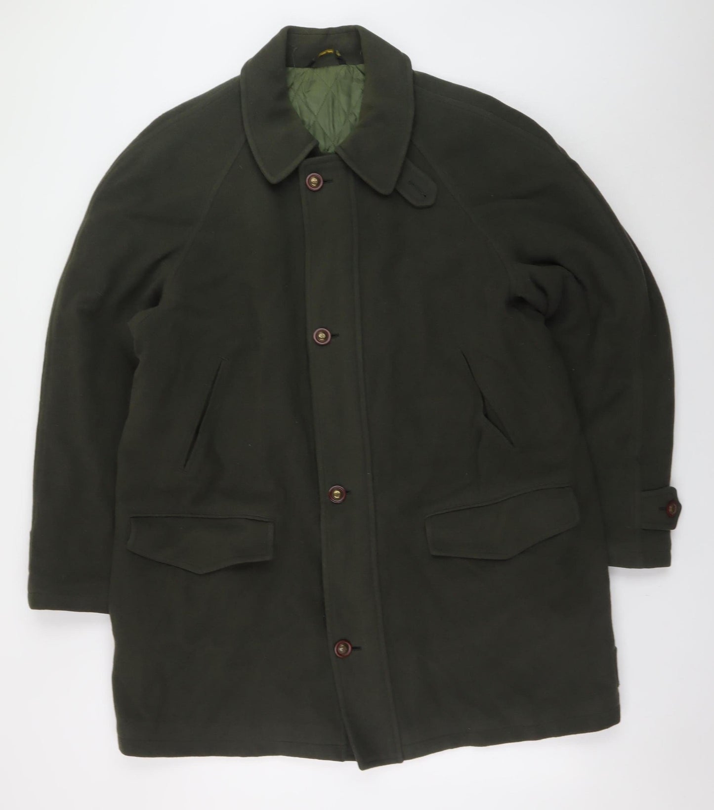 House of Fraser Men's Green L Wool Overcoat Long Lined