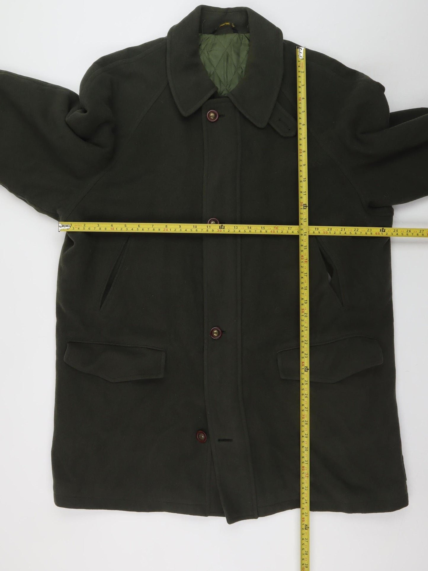 House of Fraser Men's Green L Wool Overcoat Long Lined