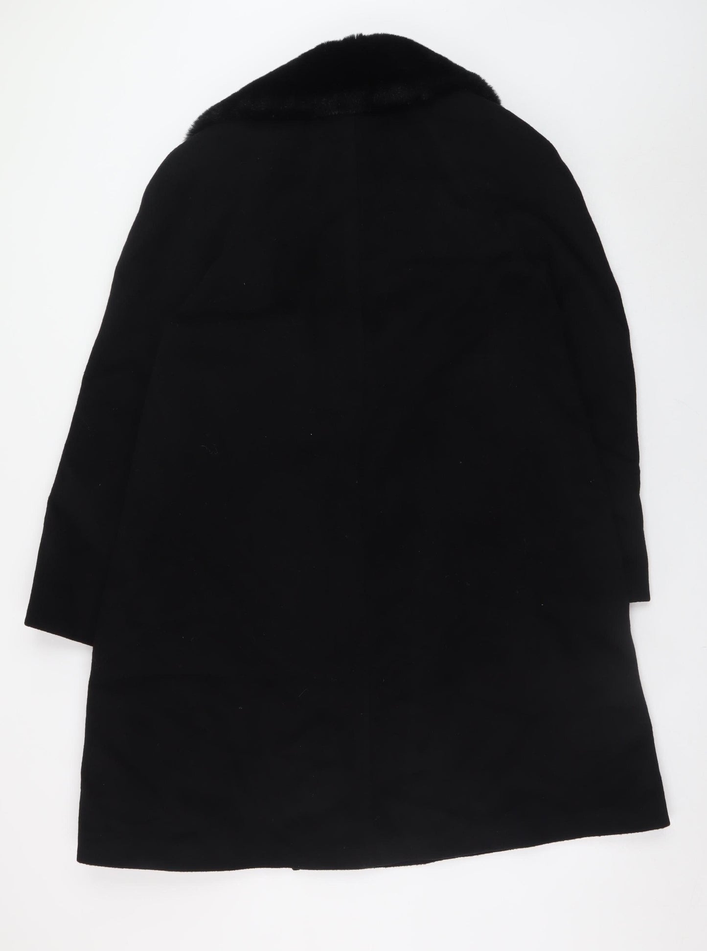 Marks and Spencer Womens Black Wool Cashmere Mid-Length Coat UK 14