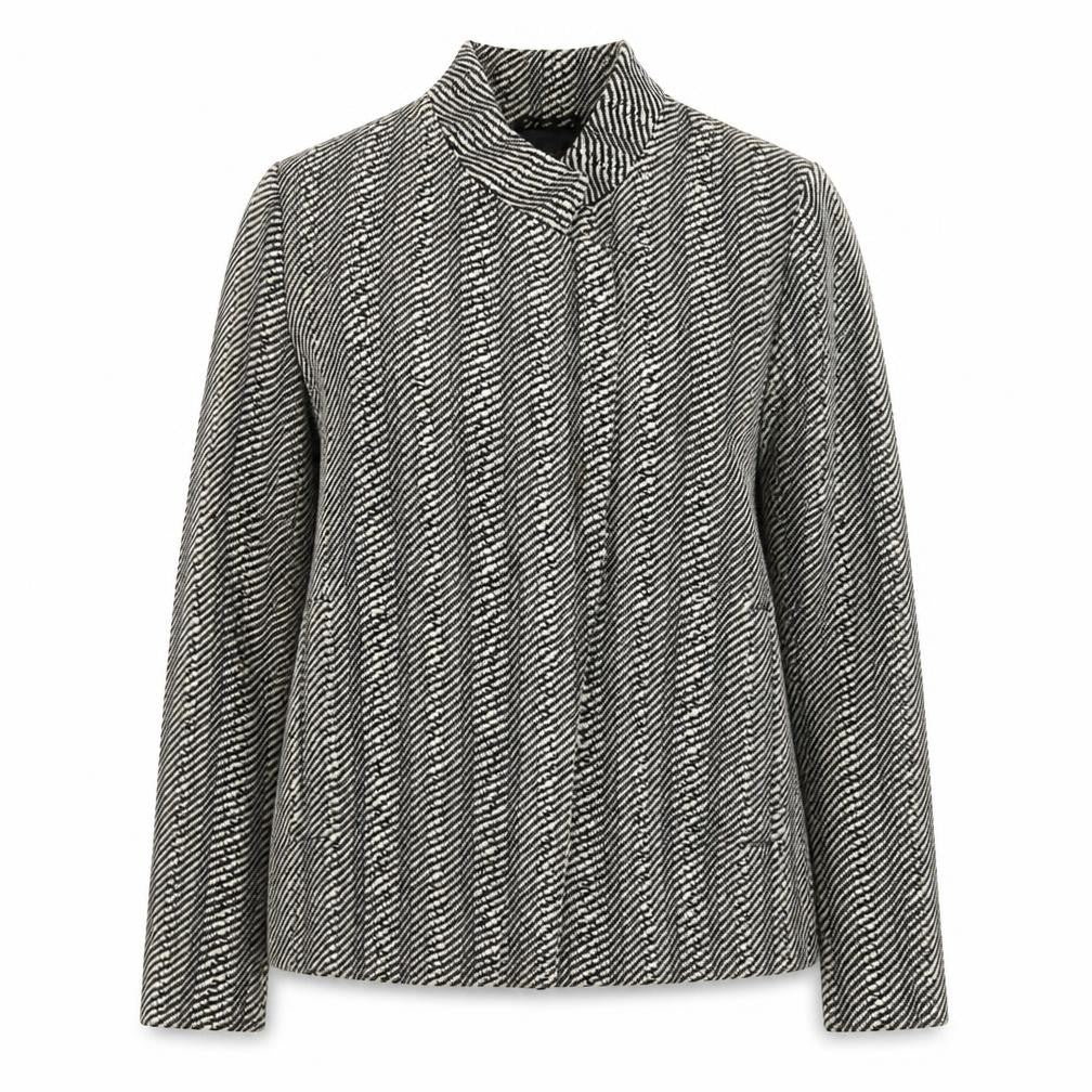 Front view of Jaeger Women's Black Wool Blend Geometric Jacket, size 8