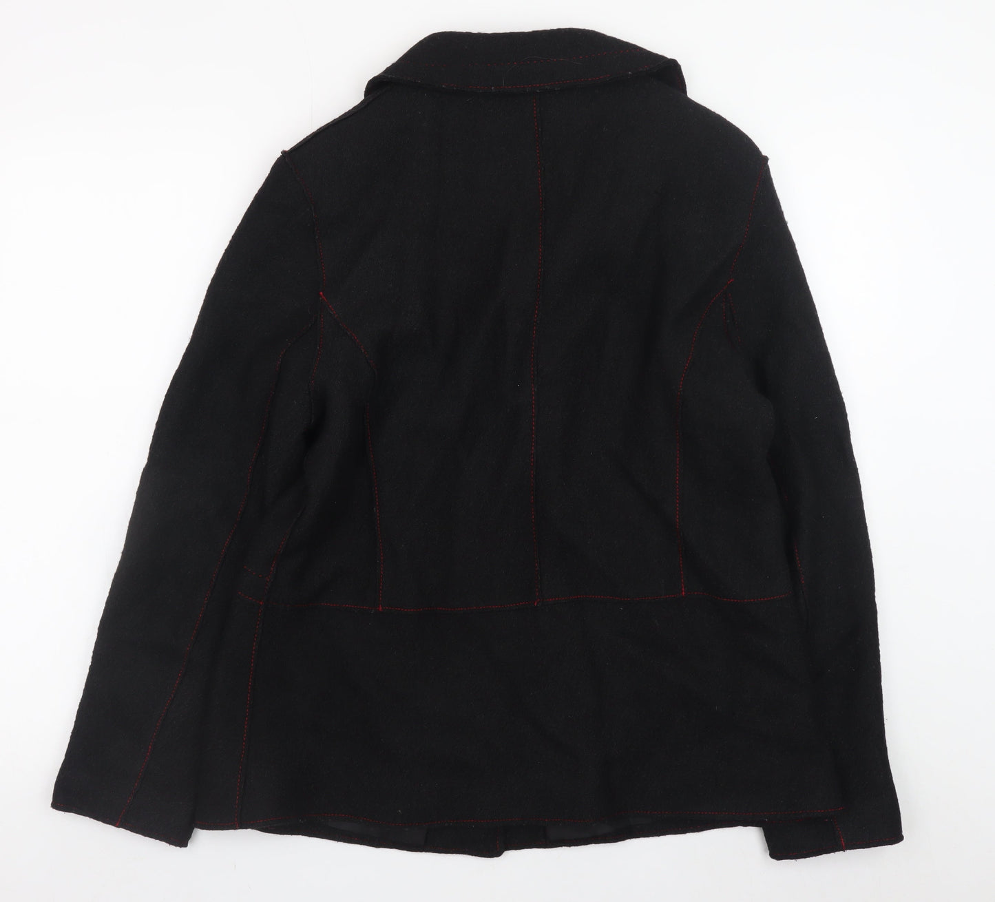 Alexara Women's Black Wool Blend Button Overcoat Size 18