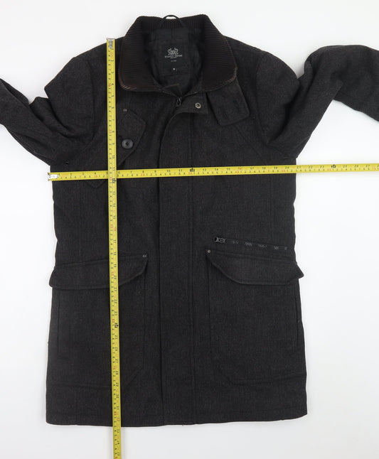 Stanley Adams Men's Black Wool Blend Mid-Length Overcoat M