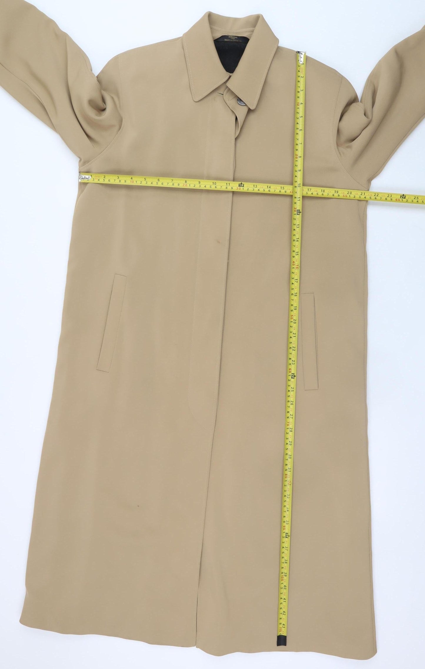 Marks and Spencer Women Beige Long Wool Blend Overcoat UK 12