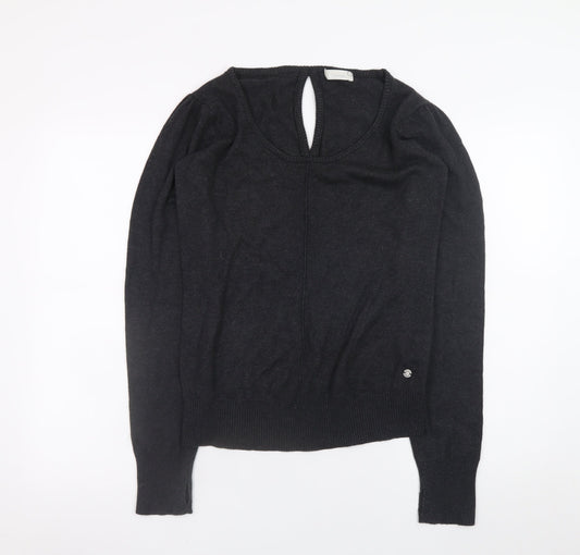 Bench Womens Black L Knit Pullover Jumper Long Sleeve Round Neck