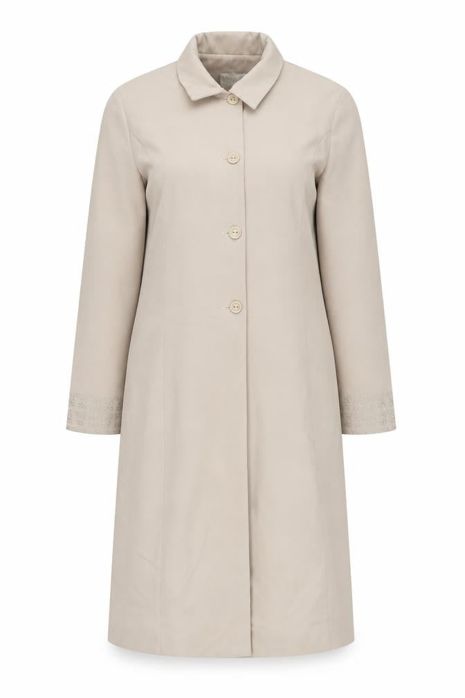 MishMash Designs Women's Beige Long Overcoat Size 10 Polyester