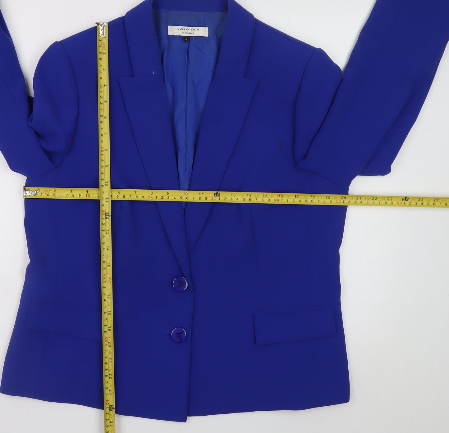 John Lewis Women’s Blue Blazer Size 16 Classic Lined Formal Jacket