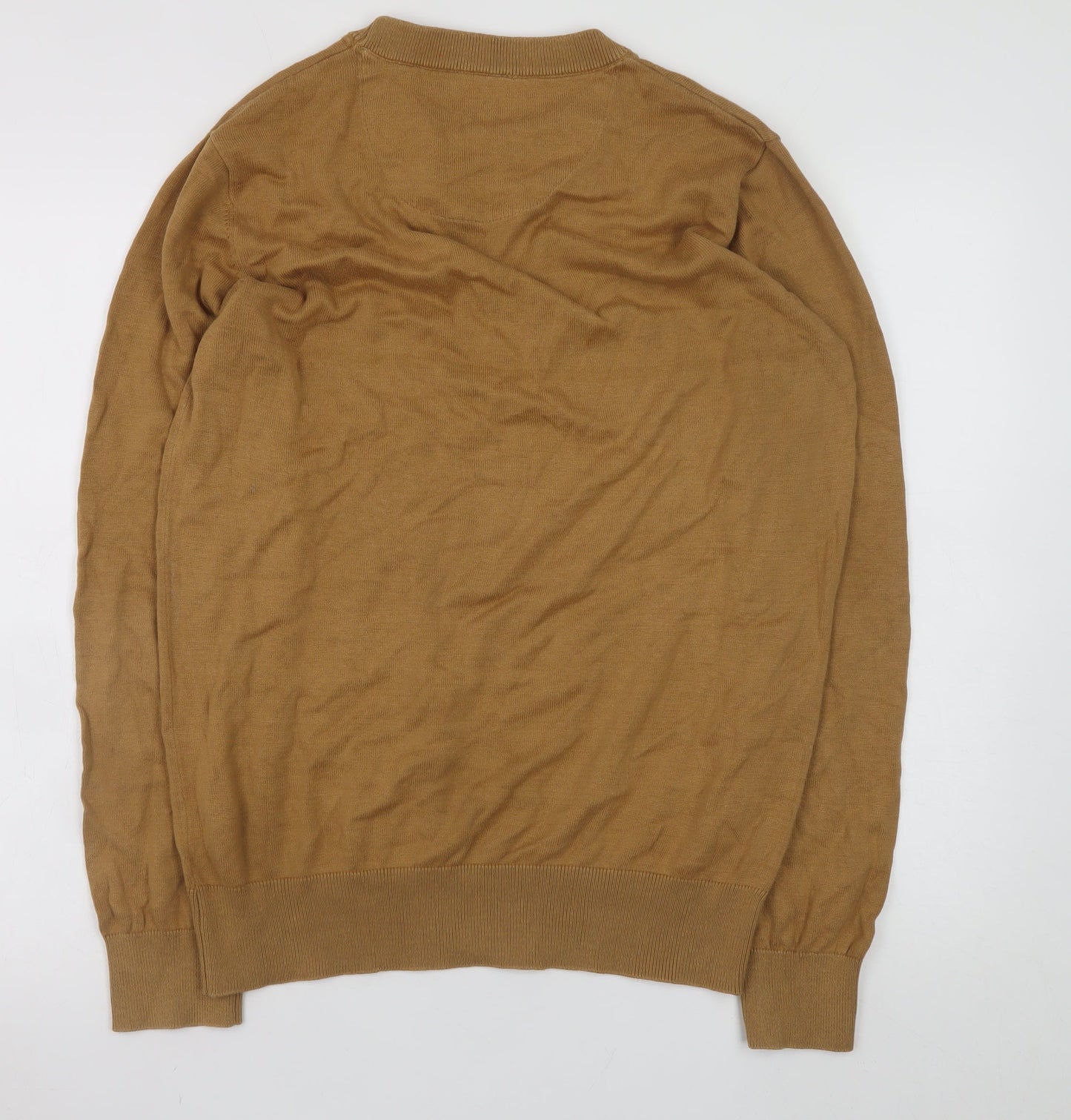 Sterling Men's Beige Cotton Crew Neck Pullover Jumper L