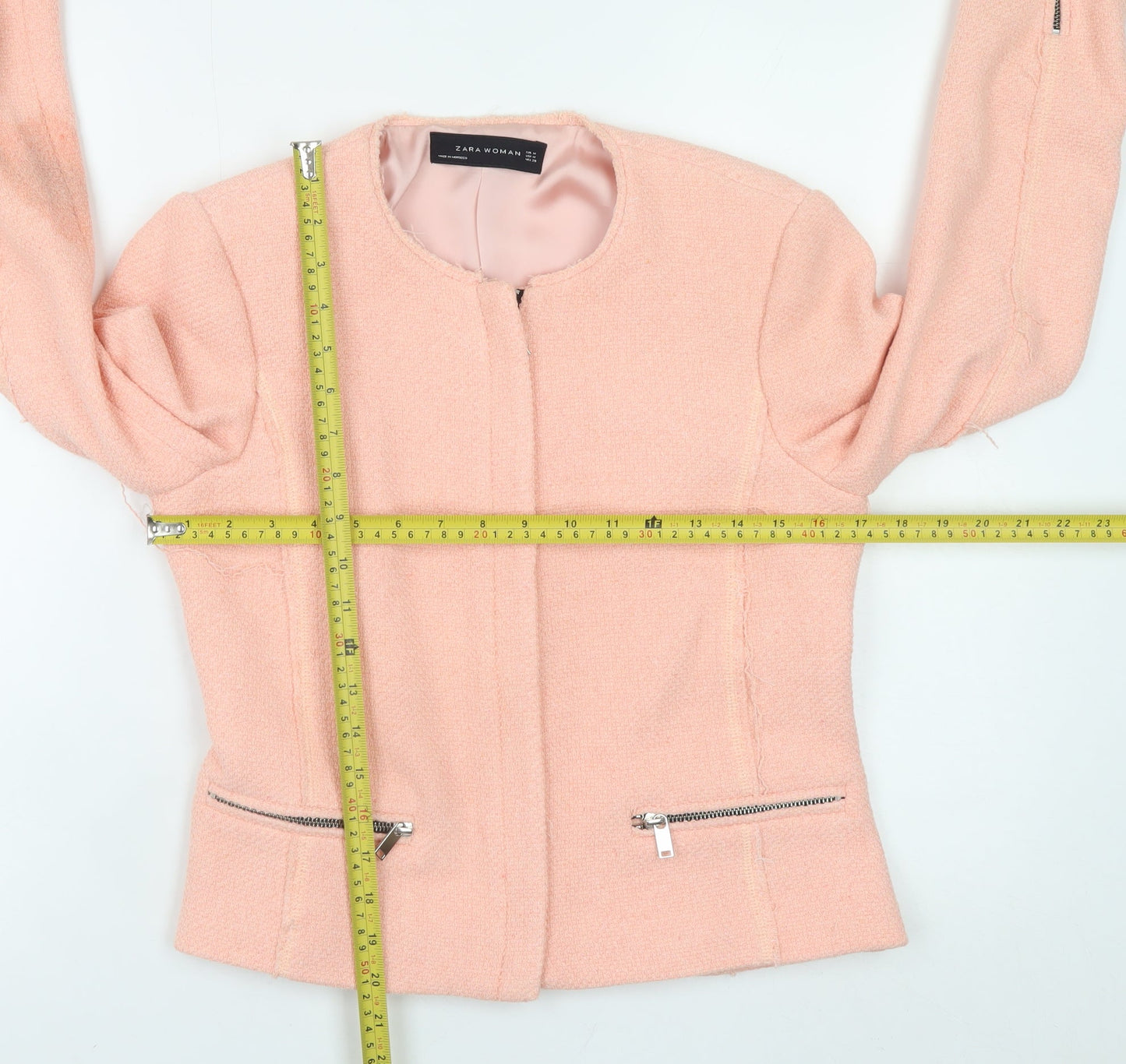 Zara Woman Pink Wool Blend Short Biker Jacket Women’s Size 12