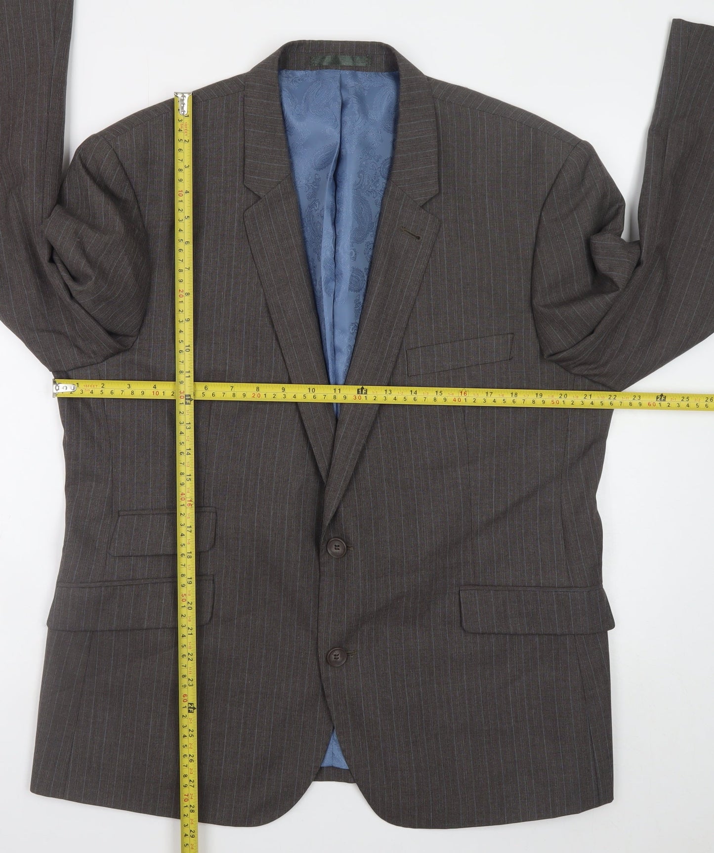 Taylor & Wright Men's Brown Pinstripe Tailored Fit Wool Blazer 44S