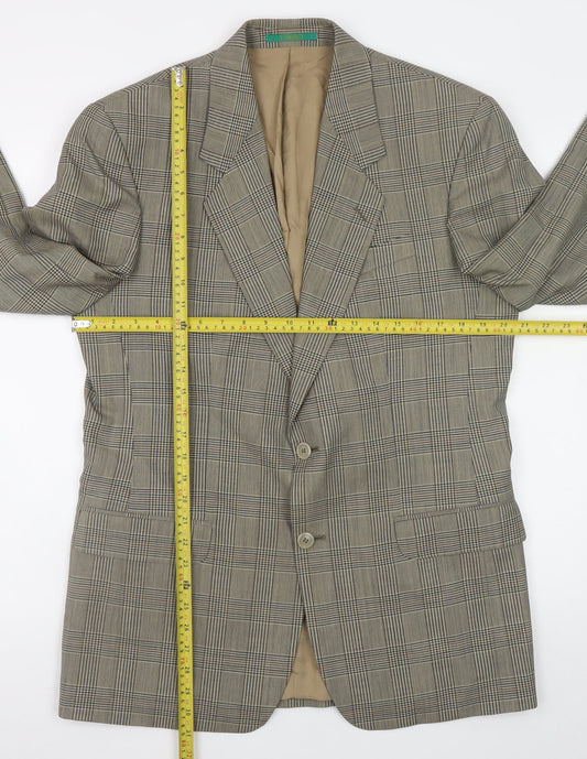 Canda Men's Brown Check Wool Blazer 38in Classic Fit Mid-Length