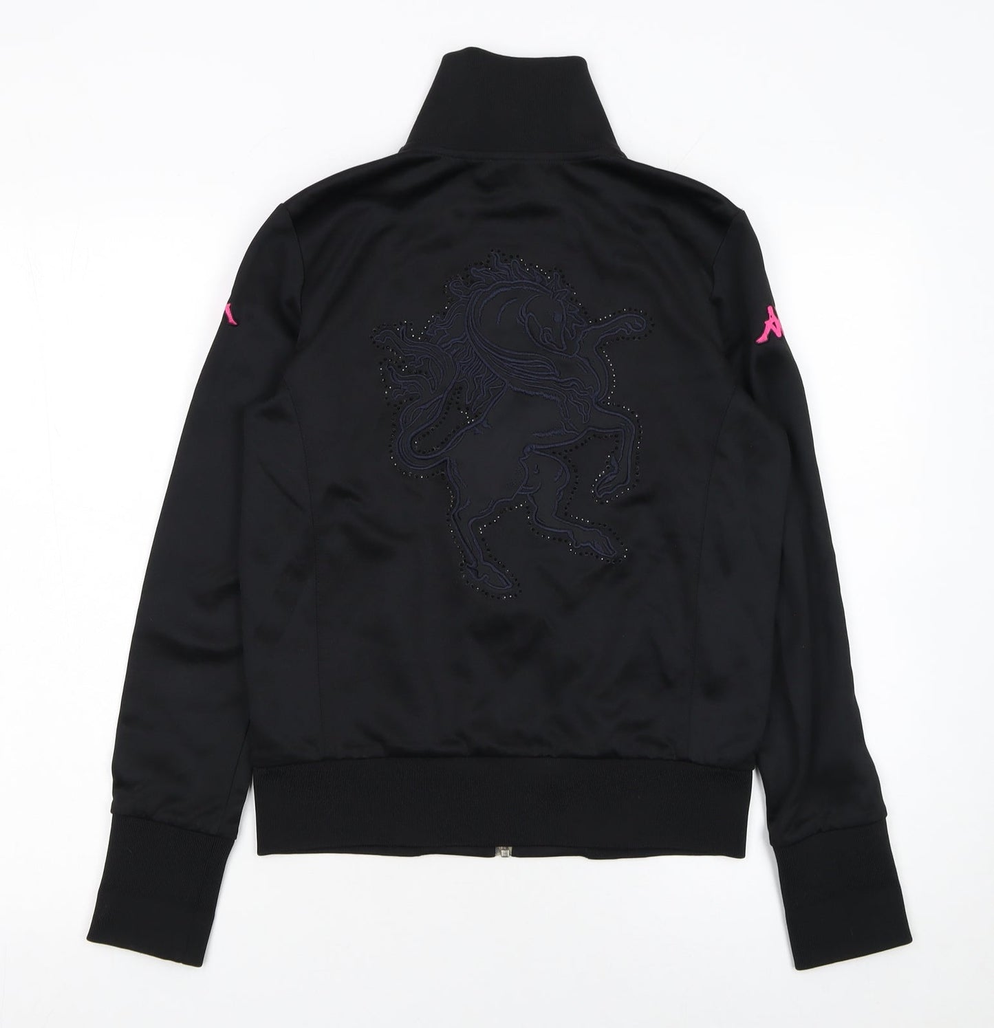 Kappa Women’s Black Track Jacket L Riding Club Logo Zip Front