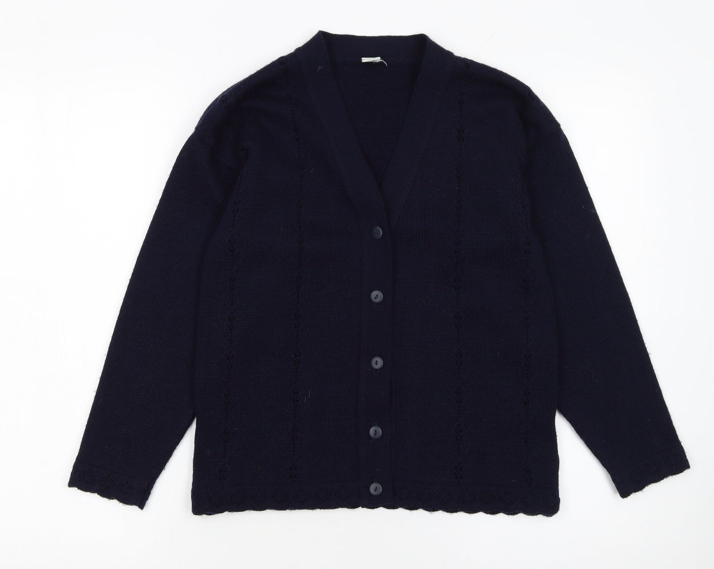 Adams Girls Blue Acrylic Button-Up Knit Cardigan 10 Years