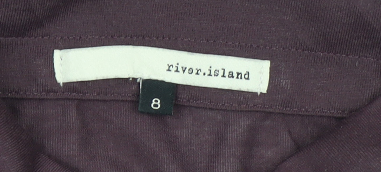 River Island Women's Purple Button-Up Collared Sleeveless Blouse Size 8