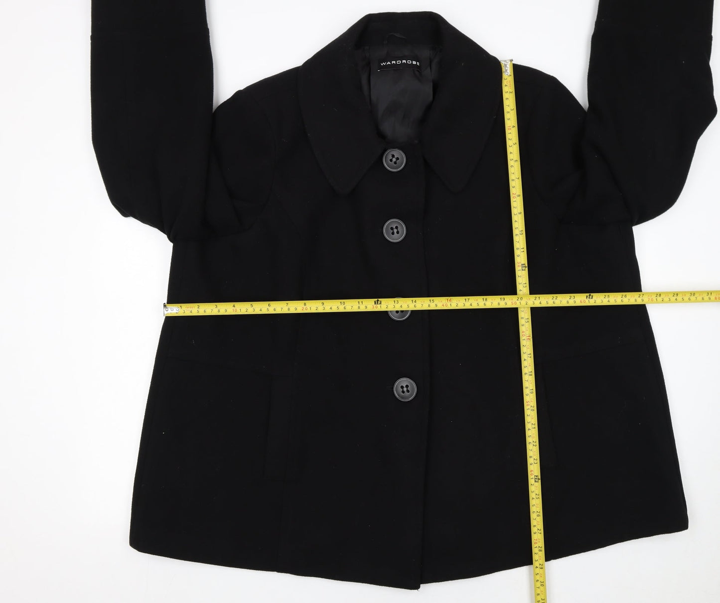 Wardrobe Women Black Mid-Length Overcoat Size 24 Lined