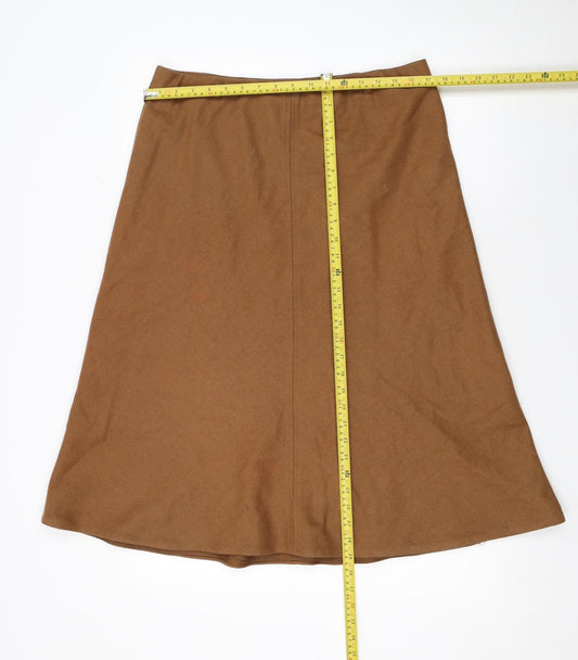 Marks and Spencer Womens Brown Wool Blend A-Line Skirt Size 14