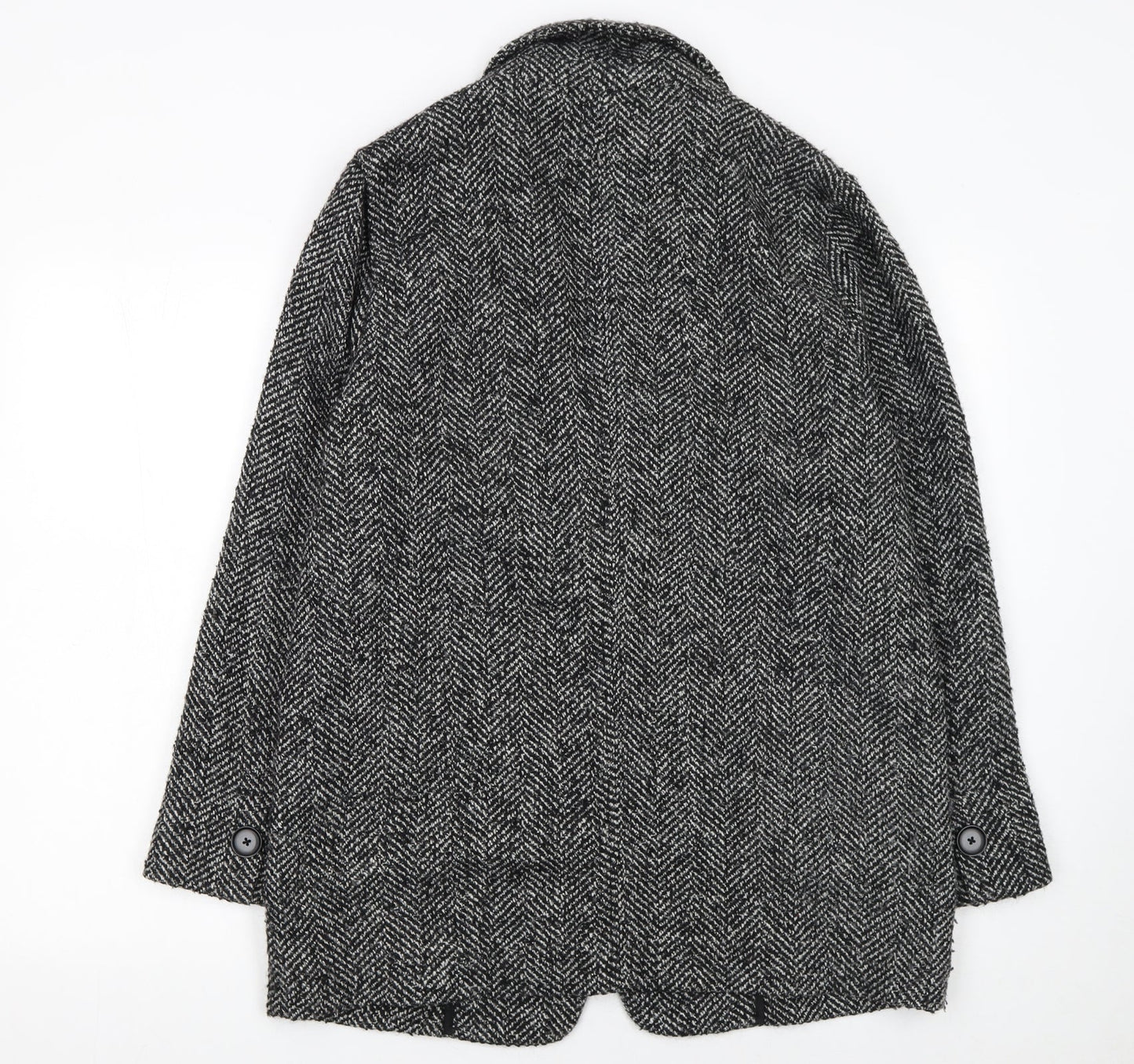 Mango Women’s Grey Herringbone Wool Blend Blazer Size 12