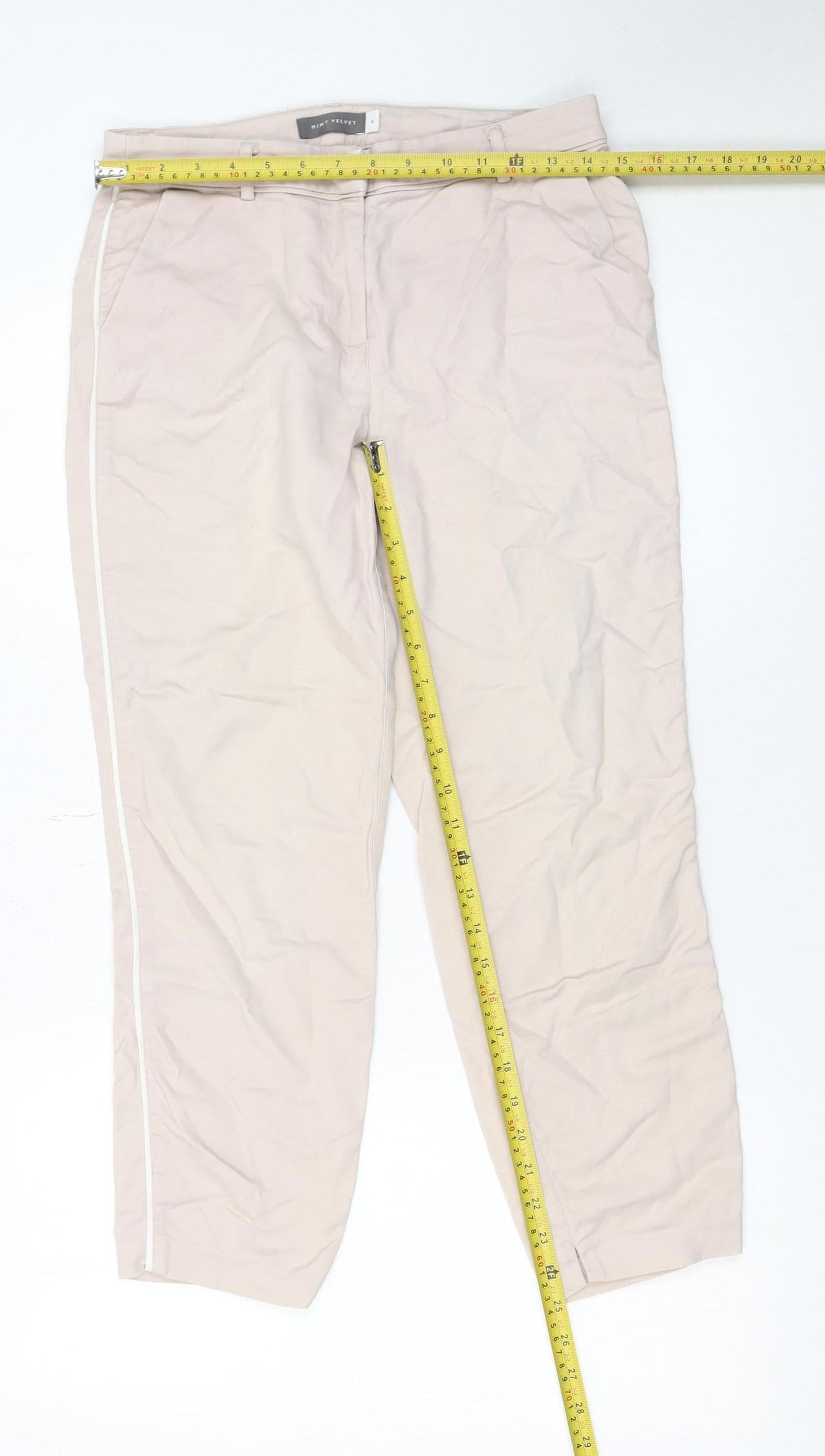 Mint Velvet Womens Beige Chino Trousers Size 8 Slim Fit Stretch