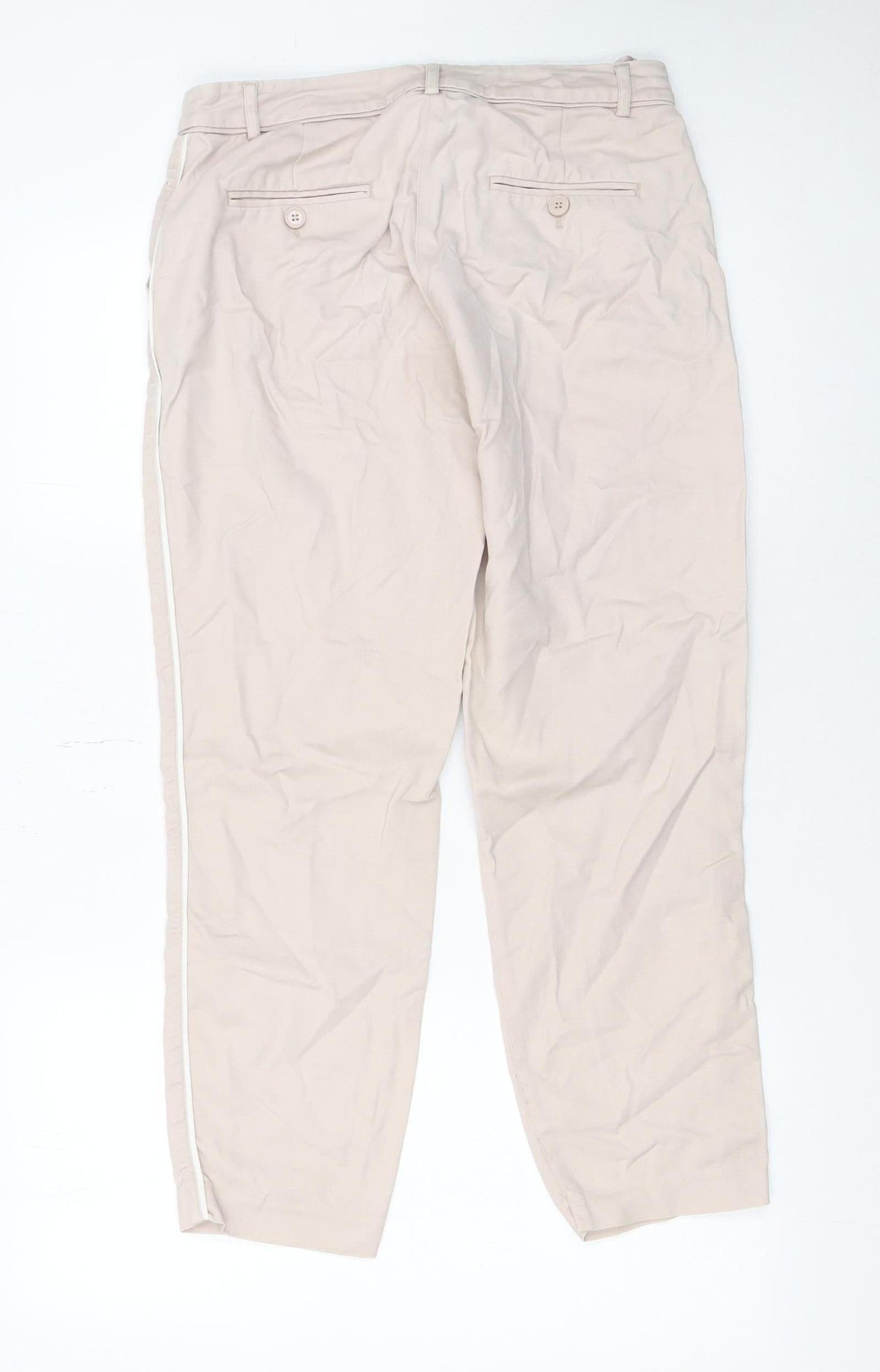 Mint Velvet Womens Beige Chino Trousers Size 8 Slim Fit Stretch