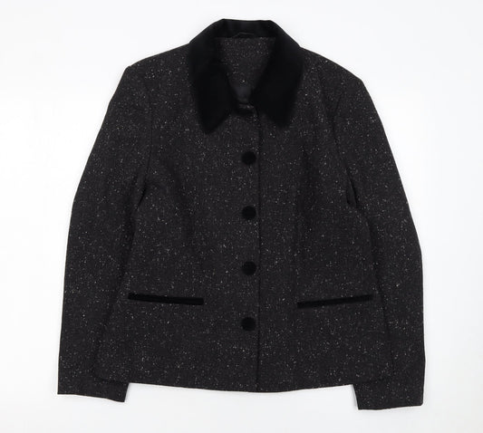 Berkertex Women's Grey Wool Blend Button Jacket Size 14 Classic Style