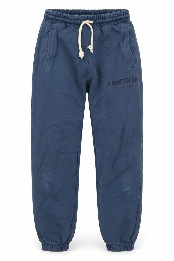 Firetrap Men's Blue Cotton Joggers Size S Elastic Waist Casual Tapered Fit