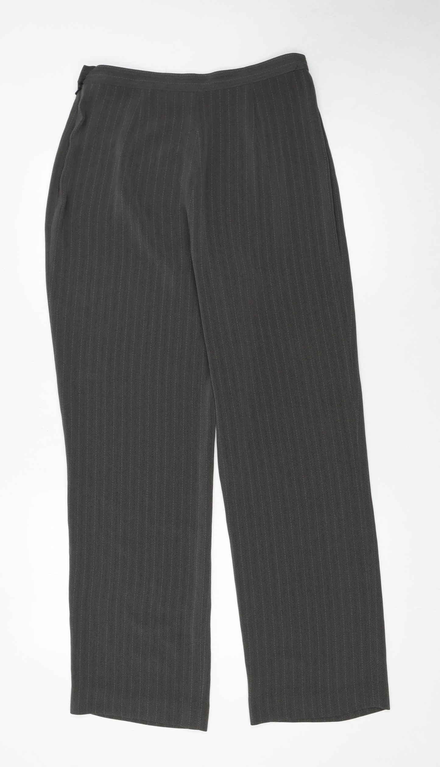 Next Women Grey Pinstripe Trousers Size 14 Regular Fit Business Workwear