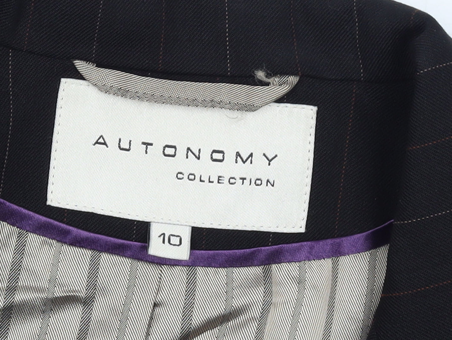 Autonomy Collection Women's Black Pinstripe Wool Blend Blazer Size 10