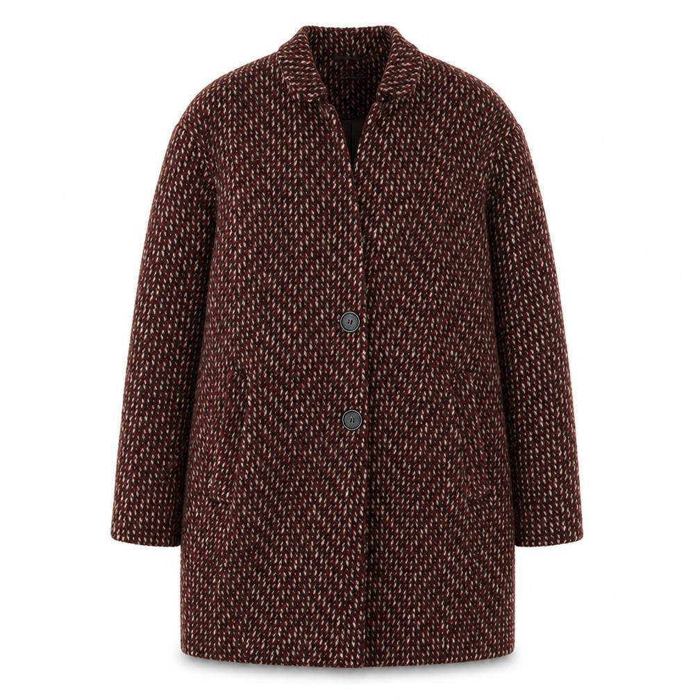 Marks & Spencer Women Brown Wool Blend Mid-Length Overcoat Size 12