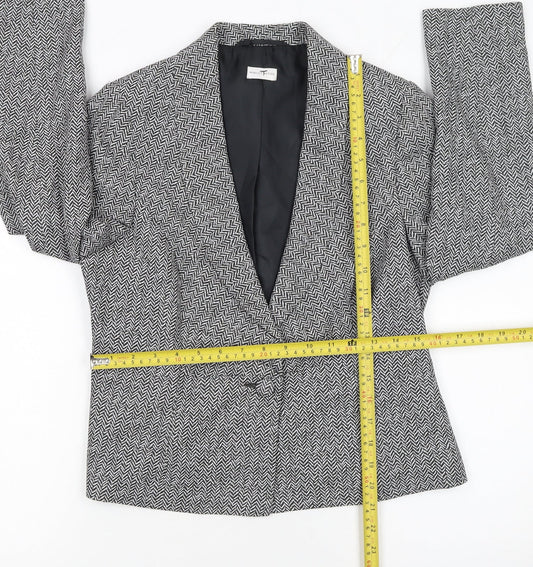 Minuet Petite Women's Black & White Herringbone Blazer UK 12 Petite