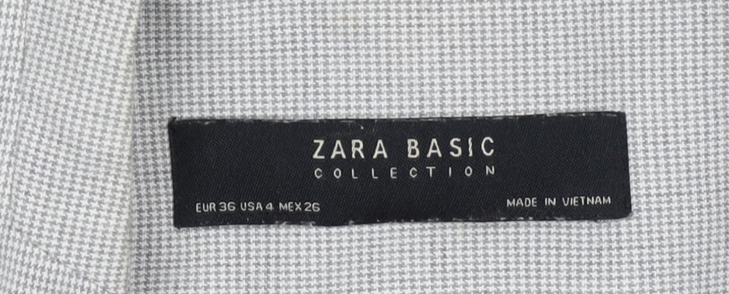 Zara Women Grey Houndstooth Slim Fit Blazer Jacket Size 8