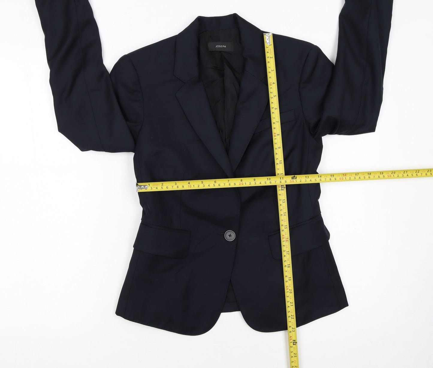 Joseph Women's Blue Wool Single-Breasted Blazer Size 8 Classic Work Jacket