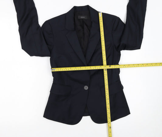 Joseph Women's Blue Wool Single-Breasted Blazer Size 8 Classic Work Jacket