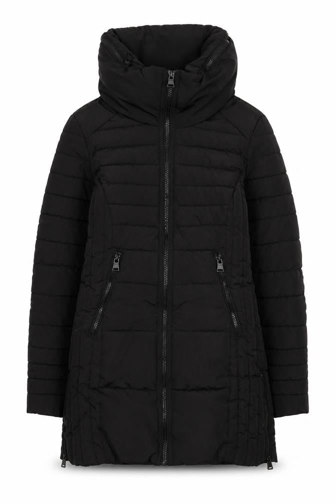 Next Womens Black Size 6 Long Puffer Jacket with Zipped Pockets