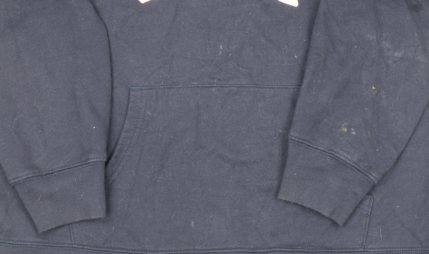 GAP Women Navy Blue Medium Pullover Hoodie with Logo Print