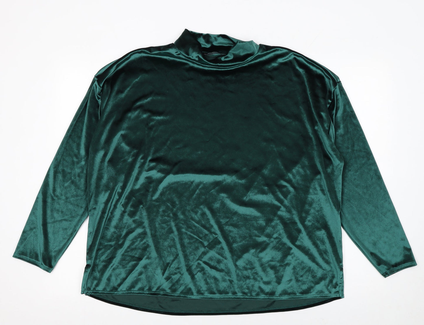 Marks and Spencer Womens Green Velvet Mock Neck Long Sleeve Blouse UK 18