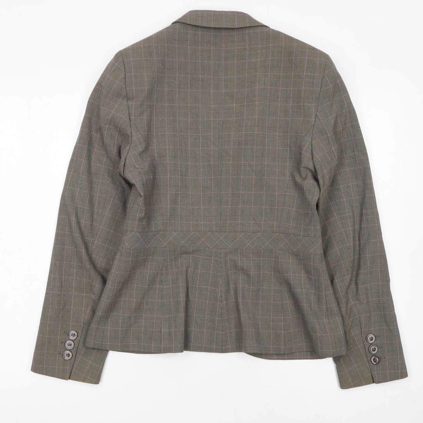 Next Women Brown Checked Tailored Suit Jacket Size 12 Classic Style