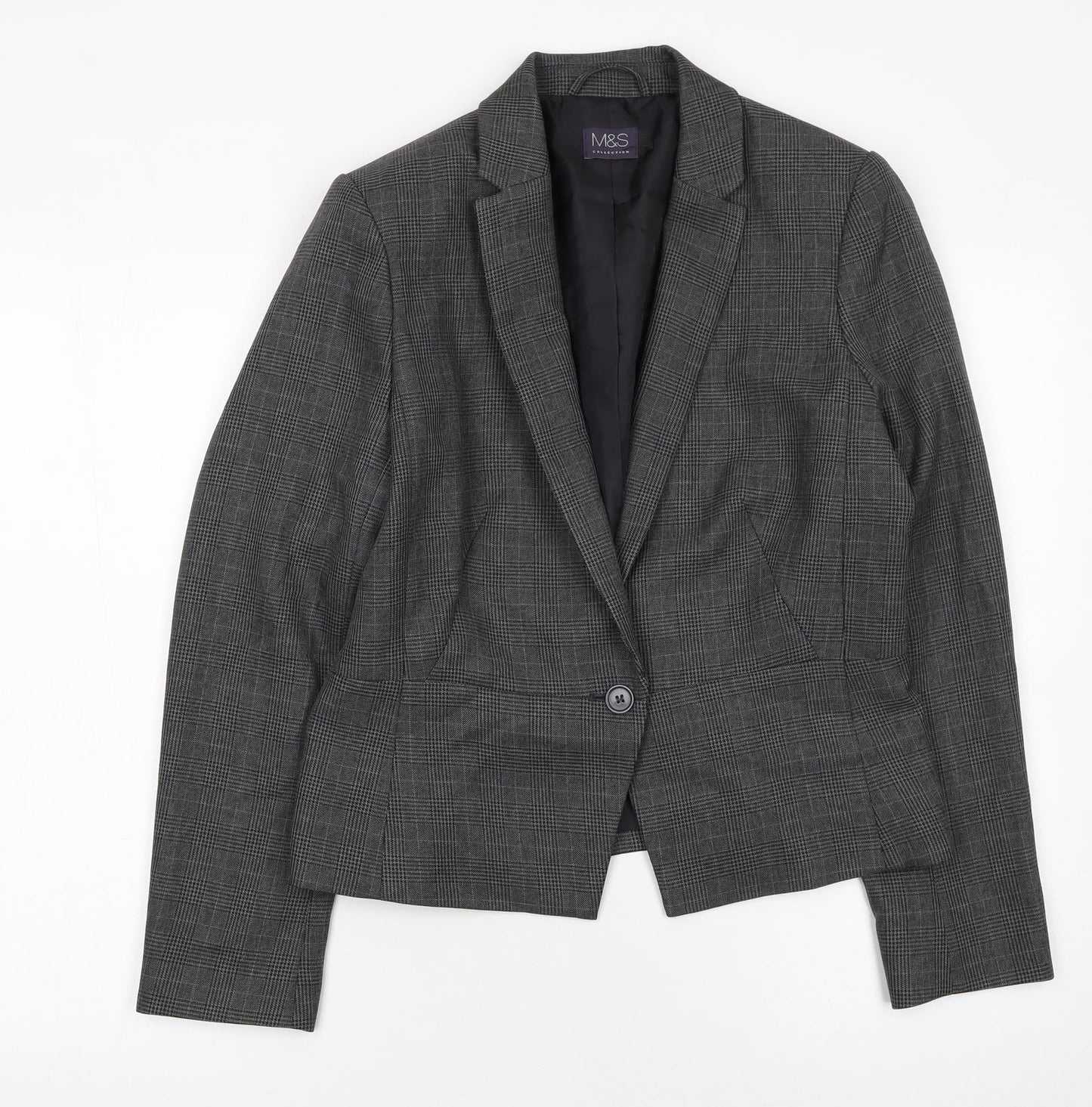 Marks and Spencer Women’s Grey Check Tailored Blazer UK 12