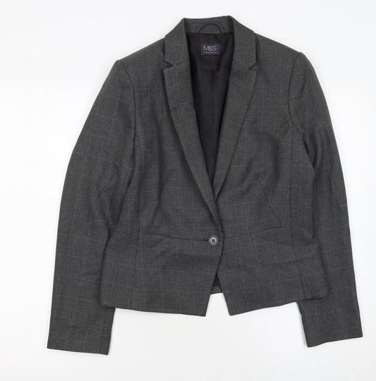 Marks and Spencer Women’s Grey Check Tailored Blazer UK 12