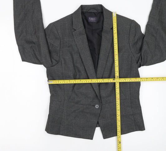 Marks and Spencer Women’s Grey Check Tailored Blazer UK 12