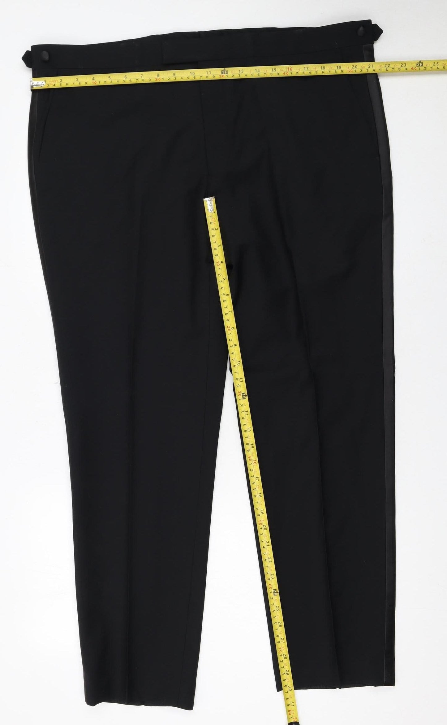 Marks and Spencer Autograph Men's Black 42 Regular Wool Blend Dress Trousers