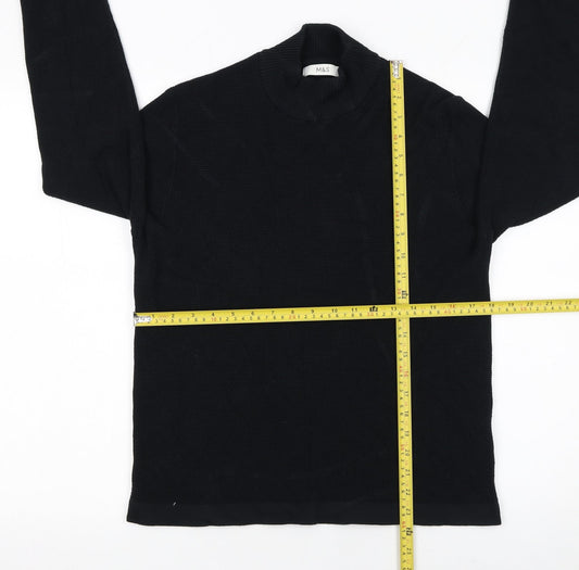 Marks and Spencer Men’s Black Waffle Knit Cotton Modal Mock Neck Jumper M